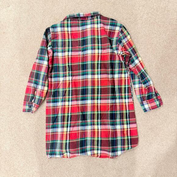 Lauren Ralph Lauren Holiday Plaid Cotton Flannel Shirtdress Sleepshirt Small - Picture 5 of 5